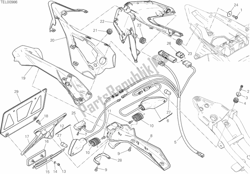 Toutes les pièces pour le 27a - Support De Plaque D'immatriculation - Feu Arrière du Ducati Superbike 959 Panigale ABS 2018